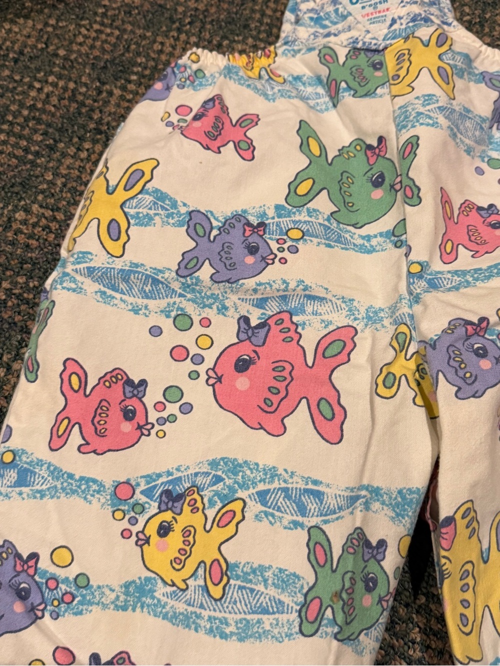 Vtg 90’s OshKosh B'gosh Vestbak Fish Print Overalls size 12mos - Picture 9 of 12